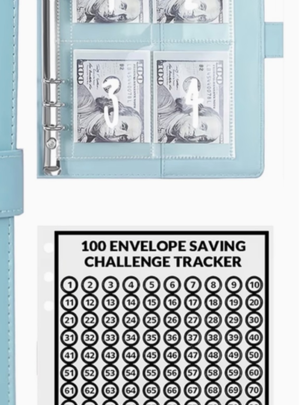 100-Envelope 100-Day Money Saving Challenge Book - GREEN Brand New - Picture 2 of 3
